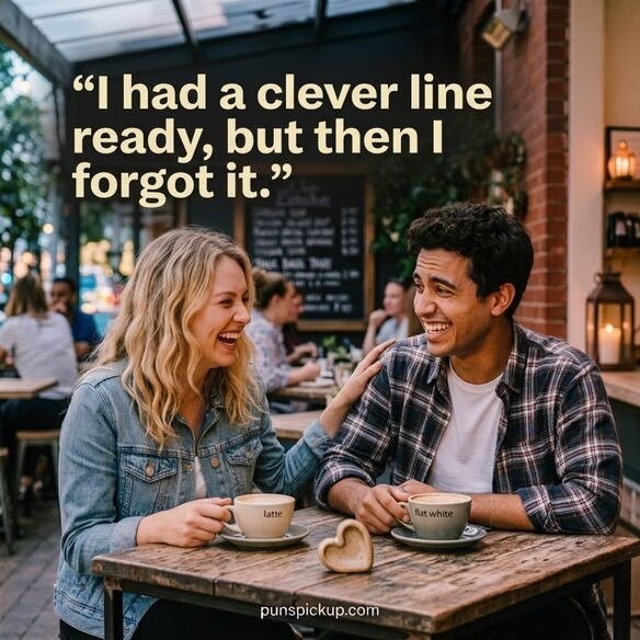 Funny kissing rizz lines with a natural café moment, laughing people, coffee cups, and a playful flirty message.