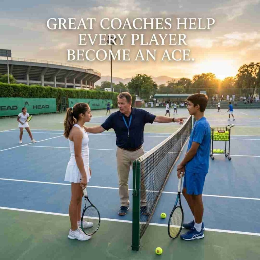 Funny tennis wordplay image featuring tennis balls and racket with a humorous tennis pun quote.