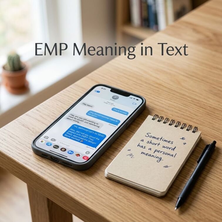 EMP Meaning in Text showing EMP used as a personal or inside meaning in a message