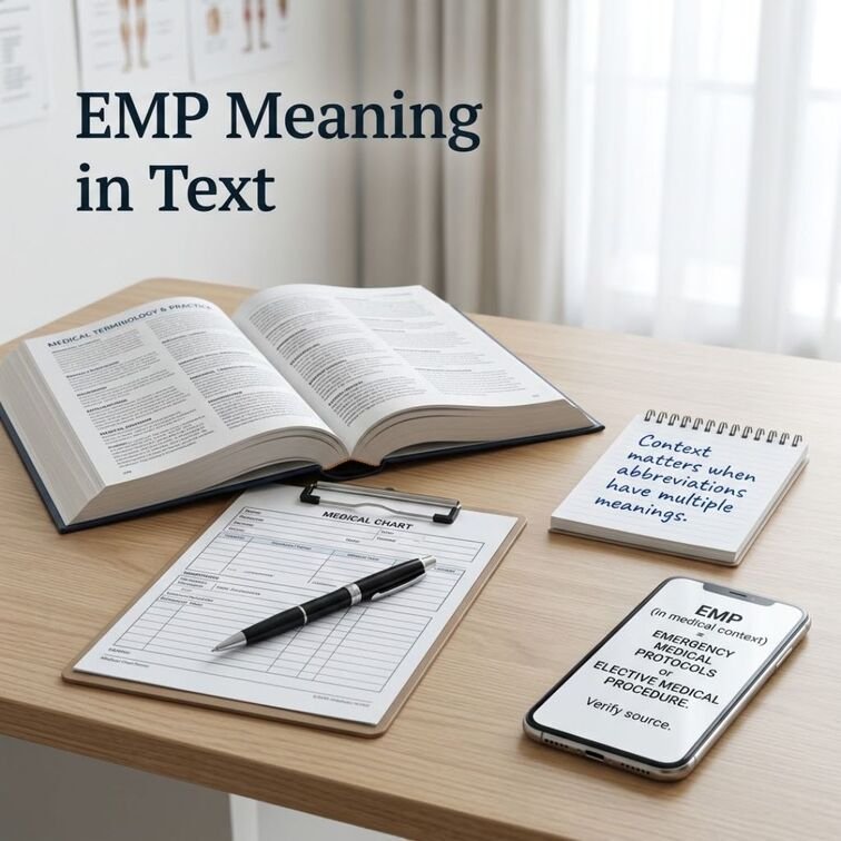 EMP Meaning in Text with a medical reference setting explaining EMP as a possible medical abbreviation