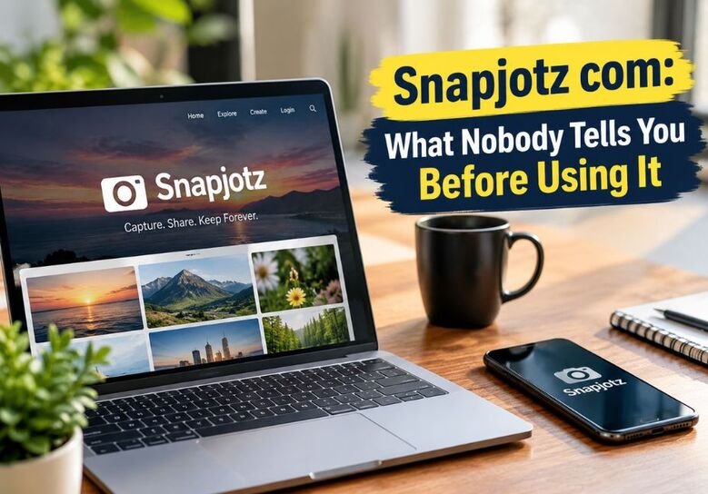 Snapjotz com featured image showing a laptop and smartphone displaying the Snapjotz platform, with the headline “What Nobody Tells You Before Using It” in a modern professional workspace.